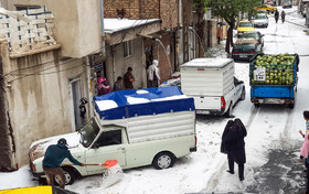 بارش برف و تگرگ در تبریز 