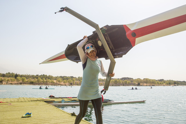 تمرین مهسا جاور نماینده قایقرانی بانوان ایران در المپیک ریو