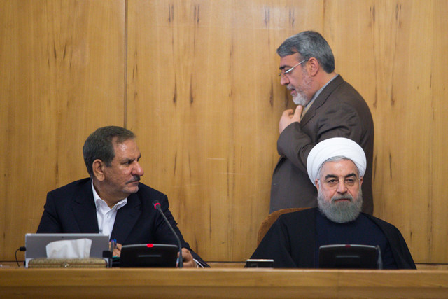رحمانی فضلی ،حسن روحانی و اسحاق جهانگیری در جلسه امروز هیات دولت