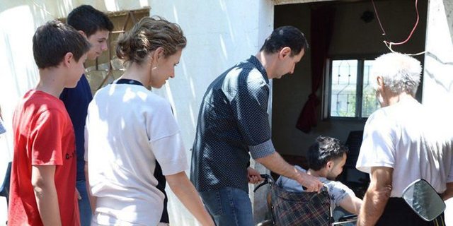دیدار بشار اسد با خانواده‌های زخمی‌های ارتش سوریه