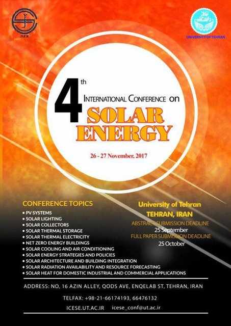 برگزاری چهارمین کنفرانس بین‌المللی انرژی خورشیدی