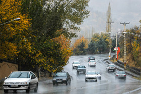 بارش باران پاییزی در همدان
