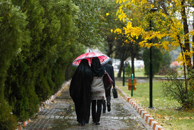 بارش باران پاییزی در همدان