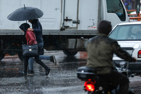 بارش باران پاییزی در همدان