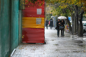 بارش باران پاییزی در همدان