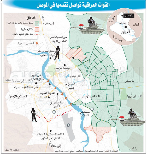 پیشروی ارتش عراق در موصل و تسلط بر دانشگاه موصل