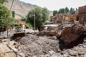 خسارات سیل در روستای ژرف‎