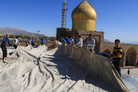 برپایی چادر عزاداری محرم در روستای ده زیار - کرمان