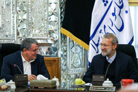 علی لاریجانی رییس مجلس شورای اسلامی و محسن هاشمی رییس شورای شهر تهران 