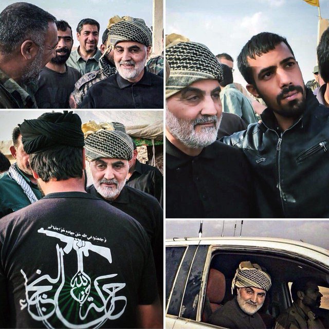 حضور سرزده سردار سلیمانی در جمع رزمندگان نُجَباء در سوریه + تصویر