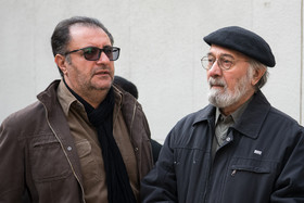  پرویز پورحسینی و علی دهکردی در مراسم تشییع پیکر محمد پور ستار