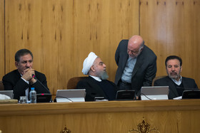  محمود واعظی، بیژن زنگنه، حسن روحانی، اسحاق جهانگیری در جلسه روز چهارشنبه هیات دولت