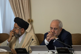 محمدجواد ظریف، وزیر امور خارجه و محمود علوی وزیر اطلاعات در جلسه هیات دولت