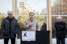 سخنرانی علی خسروی پیشکسوت داوری در مراسم تشییع پیکر محمد صالحی، پیشکسوت داوری فوتبال ایران