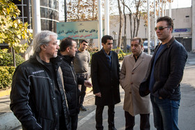 سعید مظفری زاده ،علی خسروی و حسن کامرانی‌فر در مراسم تشییع پیکر محمد صالحی، پیشکسوت داوری فوتبال ایران