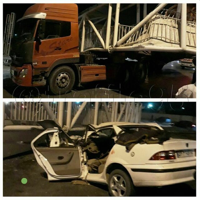 یک کشته و ۲ مجروح در پی سقوط پل عابر پیاده در محور تهران-شریف آباد