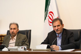 اسحاق جهانگیری و محمدعلی نجفی در جلسه تامین ۲۰۰۰ دستگاه واگن مترو 