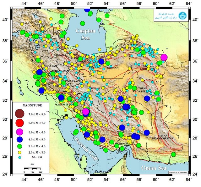 ثبت ۱۱۵۰ زلزله در اردیبهشت توسط مرکز لرزه‌نگاری موسسه ژئوفیزیک