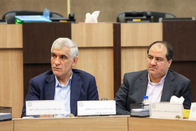  احمد صادقی، رئیس شورای هماهنگی سازمان پیشگیری و مدیریت بحران شهر تهران و سید محمد علی افشانی، شهردار تهران در جلسه ستاد مدیریت بحران شهر تهران 