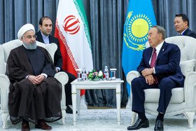 دیدار روحانی با نورسلطان نظربایف رییس جمهور قزاقستان
