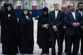 لعیا جنیدی، معصومه ابتکار و شهیندخت مولاوردی در مراسم تجدید میثاق اعضای هیأت دولت با آرمانهای امام خمینی (ره)