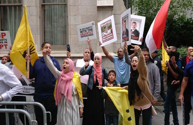 تظاهرات مصری‌ها علیه سیسی در نیویورک