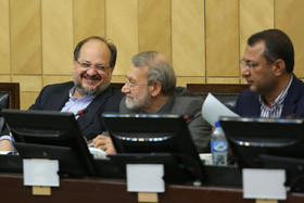 علی لاریجانی و محمد شریعتمداری در جلسه مشترک کمیسیون کشاورزی با فعالان در عرصه کشاورزی و صنایع غذایی 