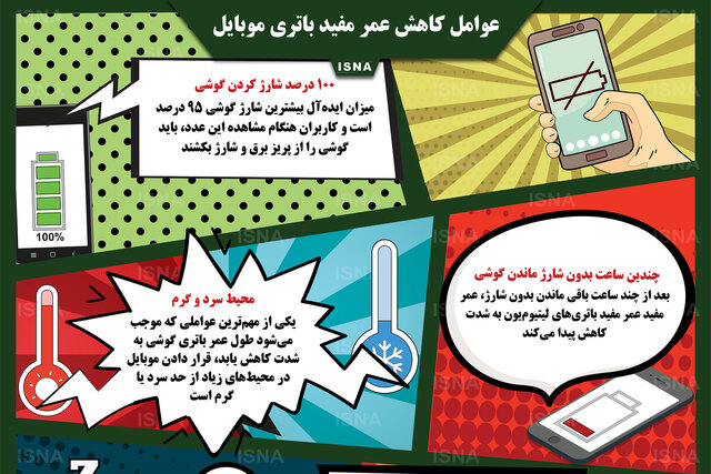 اینفوگرافی / عوامل کاهش عمر مفید باتری موبایل