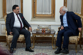 عبدالحمید سی عفیف، رئیس کمیسیون سیاست خارجه الجزایر در دیدار با محمد جواد ظریف، وزیر امورخارجه