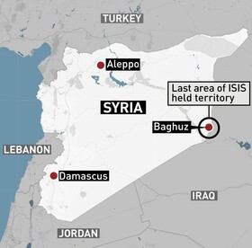 پیشروی یک کیلومتری کردهای سوریه در الباغوز، آخرین مقر داعش در شرق فرات