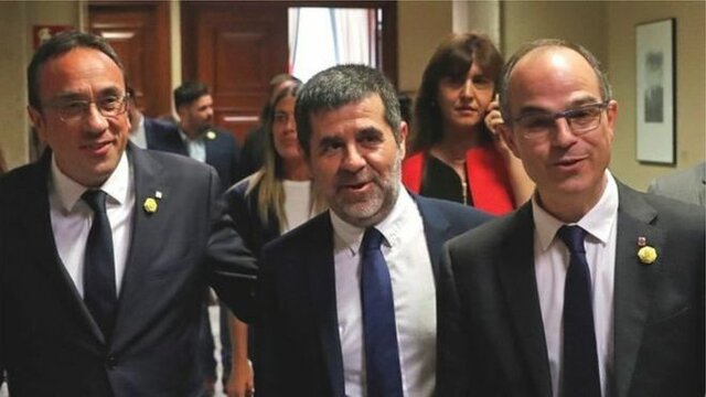 حضور ۵ نماینده زندانی کاتالان در مراسم افتتاح پارلمان اسپانیا