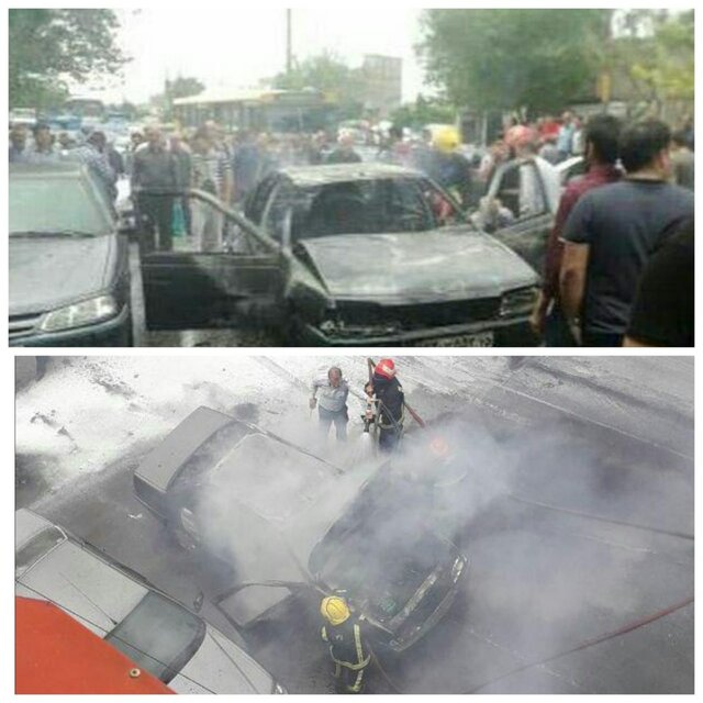 آتش گرفتن خودروی آر دی در تبریز