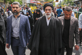 حضور هادی خامنه ای در راهپیمایی روز جهانی قدس - تهران