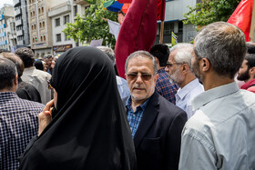 حضور ولی‌الله سیف در راهپیمایی روز قدس - تهران
