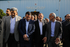 بازدید اسحاق جهانگیری، پیروز حناچی، پورسیدآقایی و رضا رحمانی از خط تولید واگن سازی آلومینیومی متروی تهران