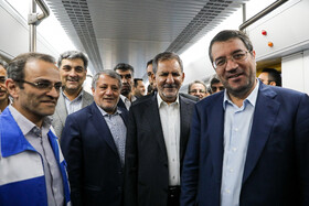 بازدید اسحاق جهانگیری،محسن هاشمی، پیروز حناچی و رضا رحمانی از خط تولید واگن سازی آلومینیومی متروی تهران