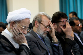 علی لاریجانی رییس مجلس شورای اسلامی در مراسم ترحیم مرتضی صفاری نطنزی