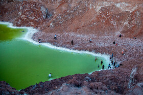 Qom Salt Dome is seen in the photo, Qom, Iran, July 27, 2019.
The hypersaline body of water in Qom Salt Dome features minerals such as magnesium, sodium, potassium and calcium.