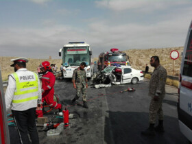 سه کشته و ۶ زخمی در تصادف ۲۰۶ با وانت مزدا در جاده قدیم مشهد - نیشابور