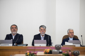 منصور غلامی، عباس صالحی و عبدالرضا رحمانی فضلی در جلسه هیات دولت