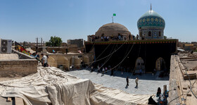 برپایی خیمه اباعبدالله الحسین(ع) در صحن امامزاده موسی مبرقع - قم