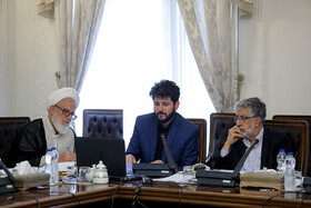 غلامعلی حداد عادل و محمود محمدی عراقی در جلسه شورای عالی انقلاب فرهنگی