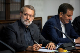 اسحاق جهانگیری و علی لاریجانی در جلسه شورای عالی اقتصادی با حضور سران قوا