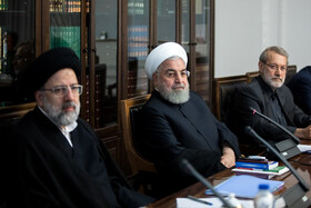 علی لاریجانی،حسن روحانی و ابراهیم رییسی در جلسه شورای عالی اقتصادی با حضور سران قوا