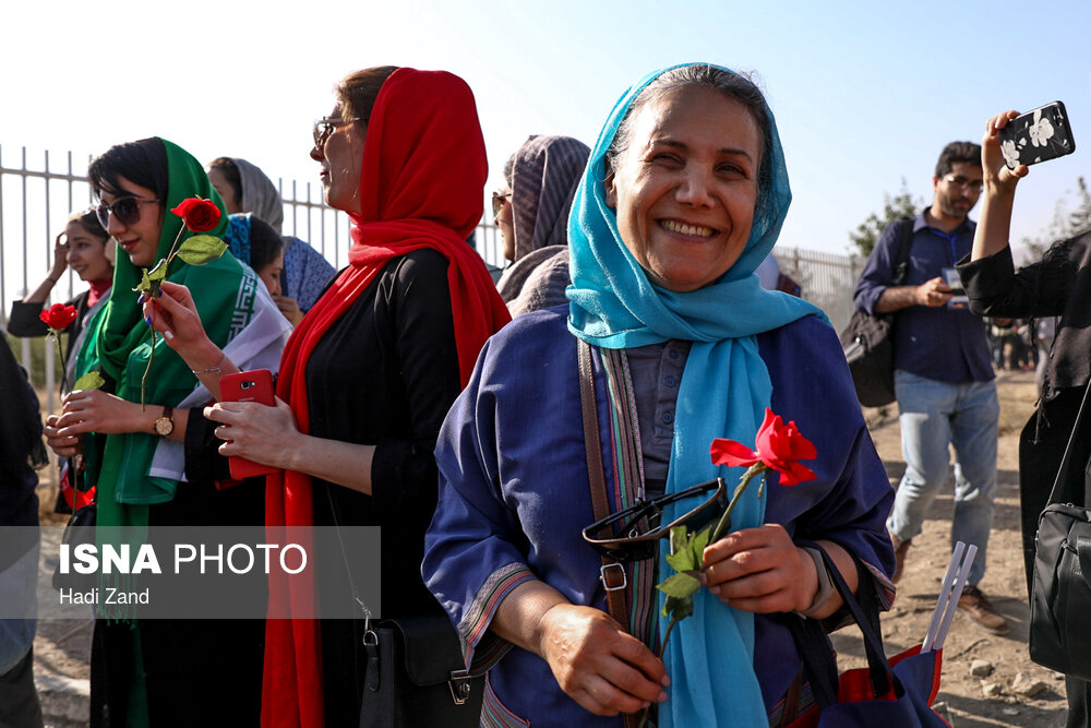 Photos: Historic day for womens rights! Iranian women throng stadium to