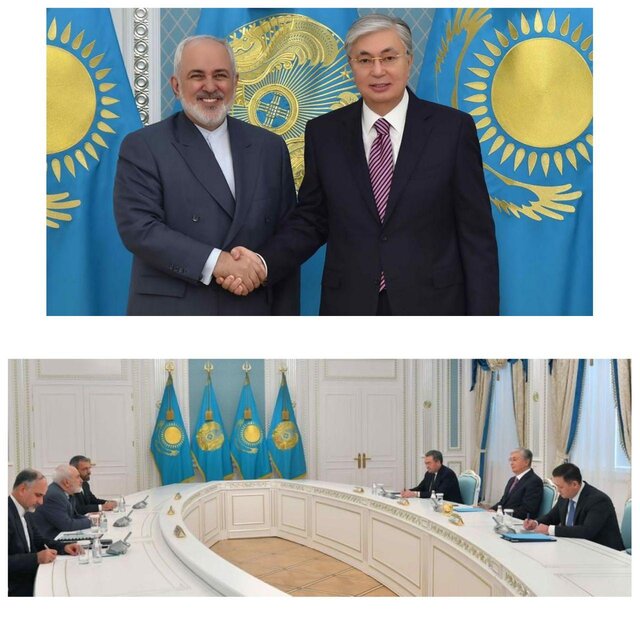 دیدار ظریف با رییس‌جمهور قزاقستان