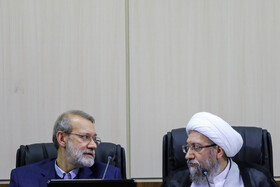 صادق آملی و علی لاریجانی در جلسه مجمع تشخیص مصلحت نظام - ۱۱دی