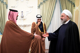 دیدار محمد بن عبدالرحمن بن جاسم آل ثانی، معاون نخست وزیر و وزیر امور خارجه قطر با حسن روحانی، رییس جمهور