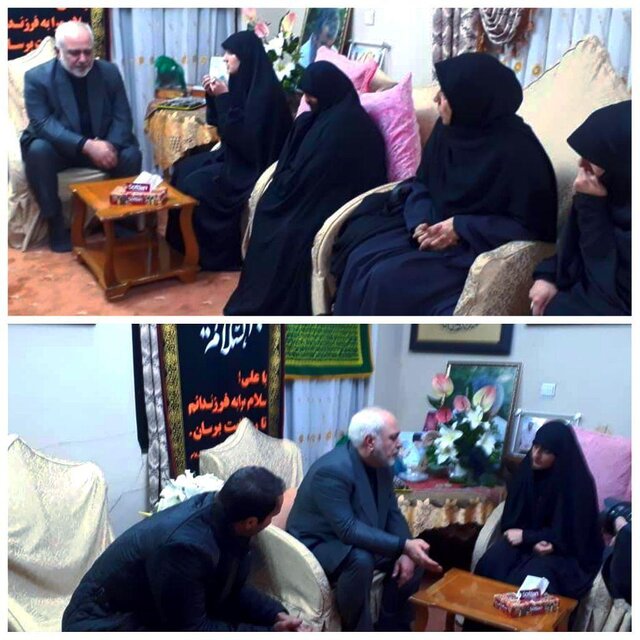 حضور ظریف و همسرش در منزل شهید سپهبد سلیمانی + عکس