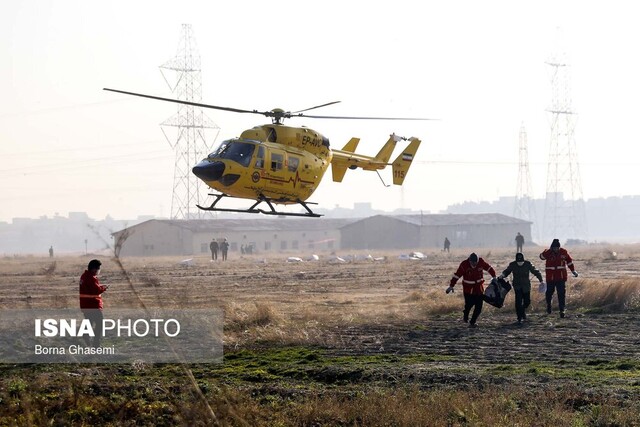اعزام بالگرد اورژانس البرز به محل سقوط هواپیمای اوکراینی

